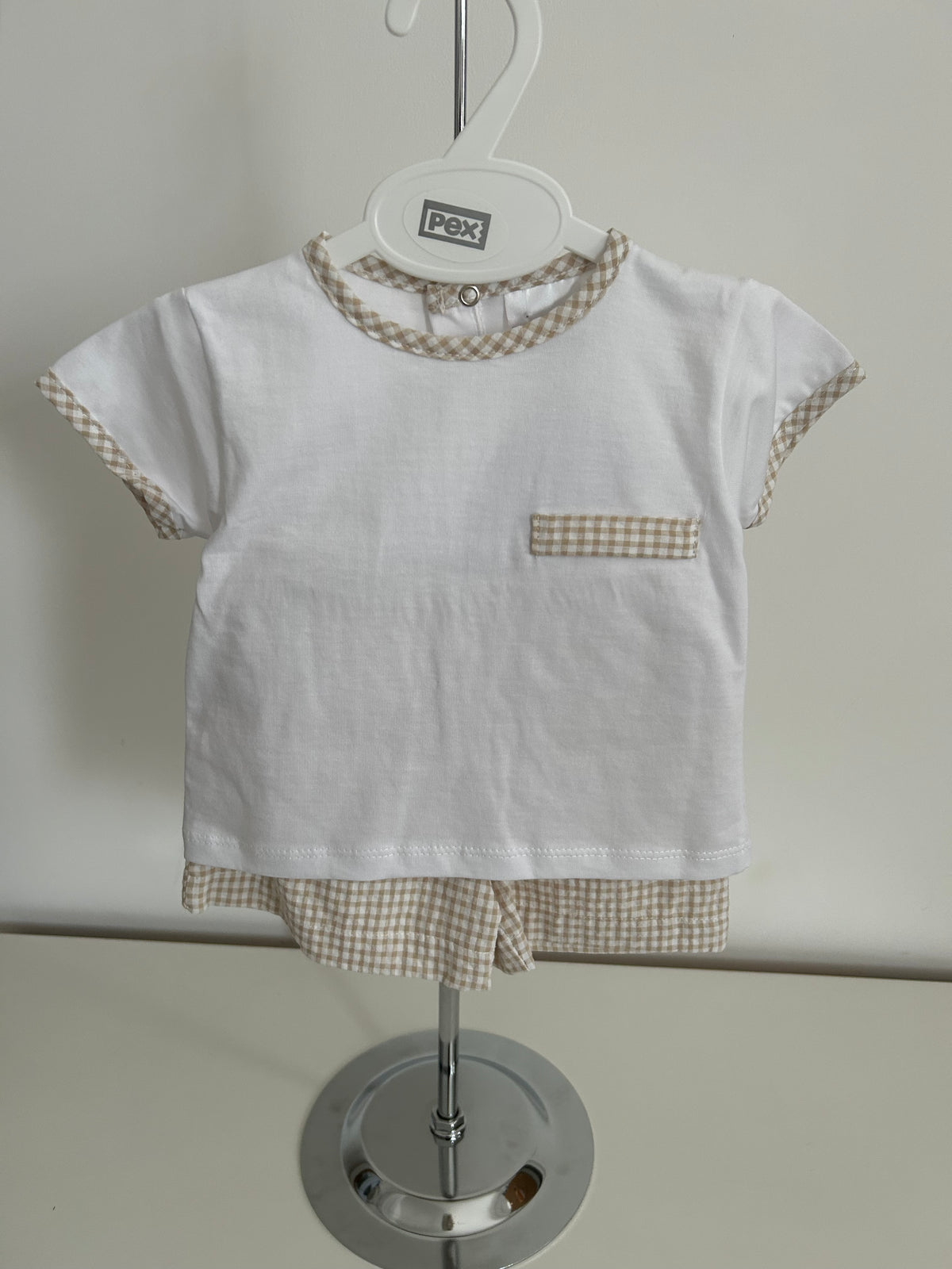 Gingham shorts suit natural