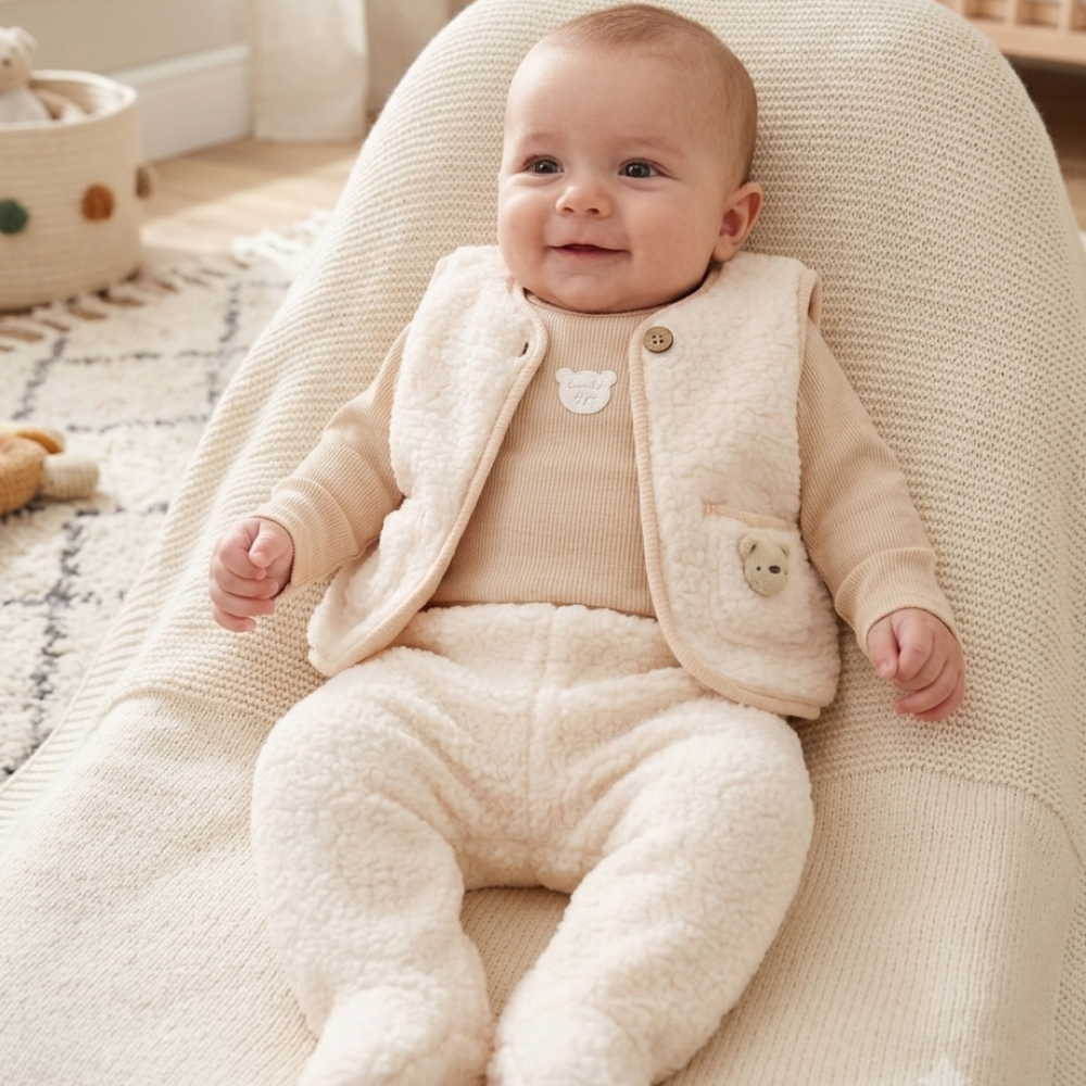 Beige baby Borg outfit